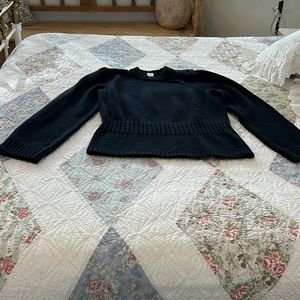 J Crew navy cotton turtle neck sweater. Button collar neck
